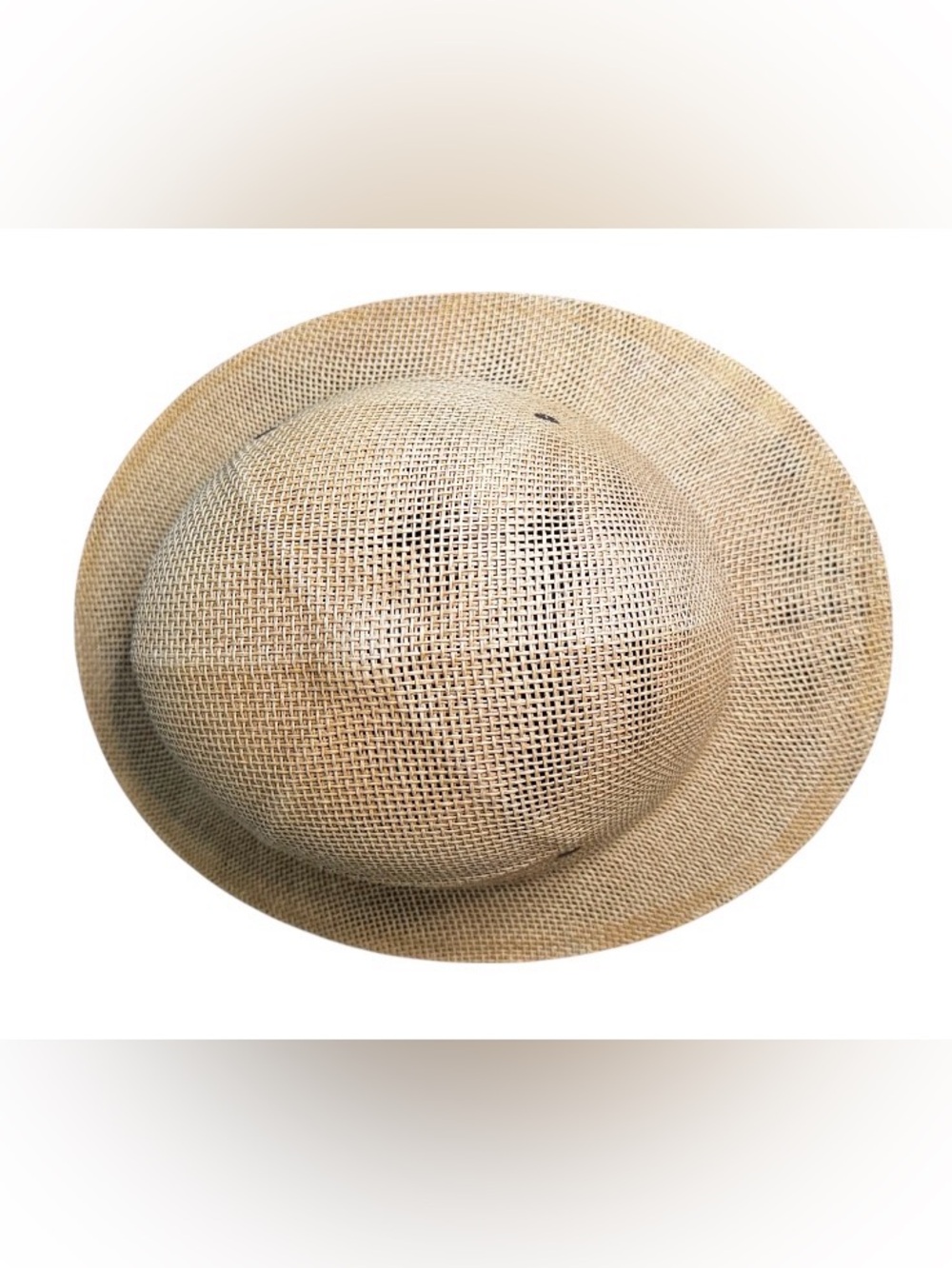 Brookstone Adjustable Safari Hat Pith Helmet Straw Sun Woven Mesh Made in USA - Picture 3 of 11